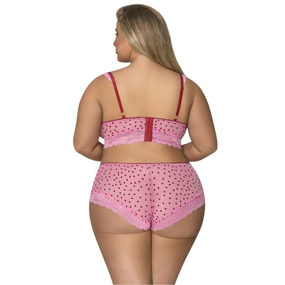 DEMI BRA & SPLIT-CROTCH SHORT PINK PLUS SIZE 1-3X MAGIC SILK TICKLED PINK - Picture 7 of 8